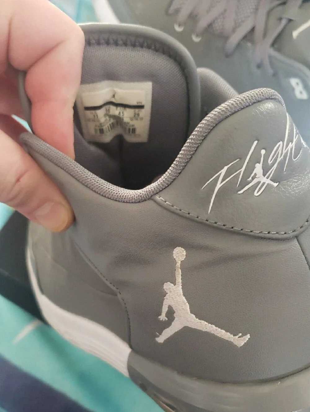 Jordan Flight Origin 3 Cool Grey White Black Box Label - Size 11